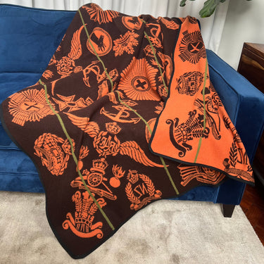 Victoria England Badges of the Brave Blanket (Brown and Orange)